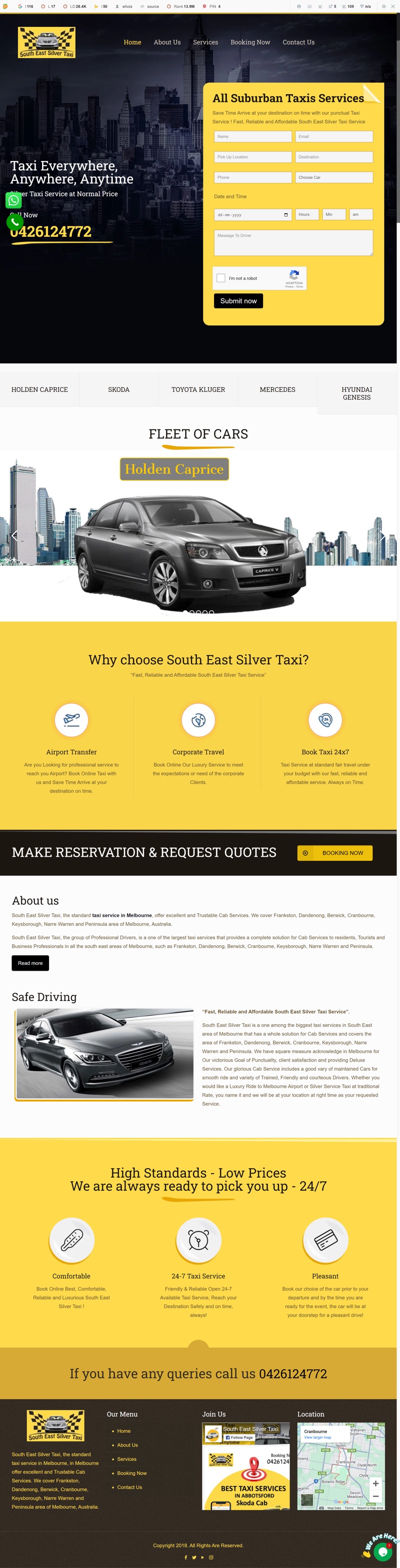 South East Silver Taxi website design