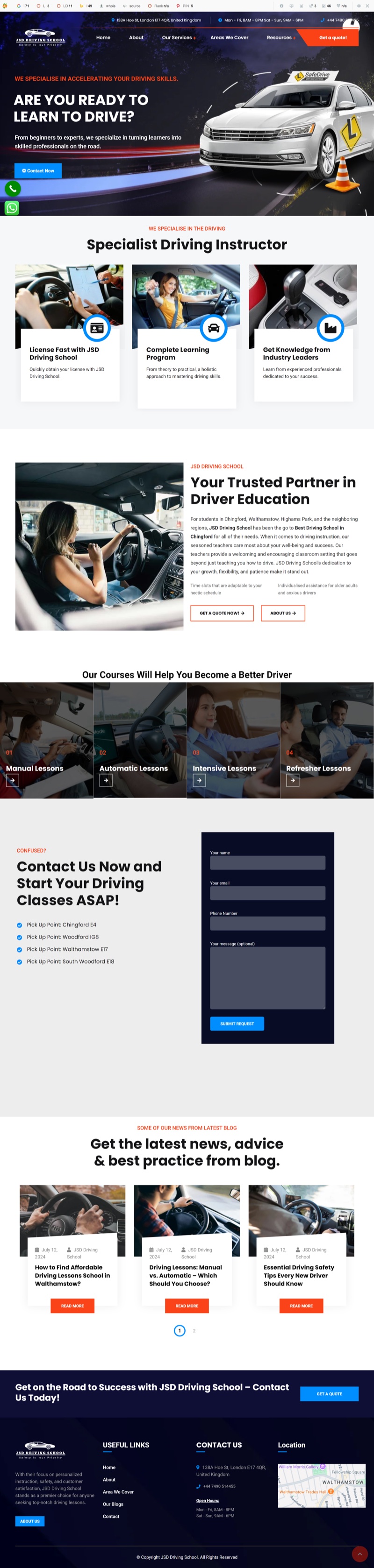 JSD Driving School website design