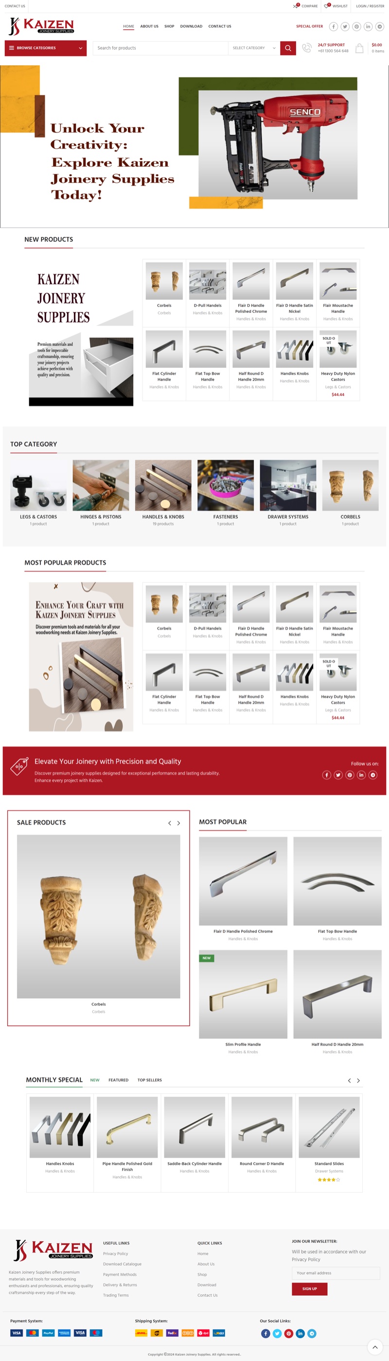 Kaizen Joinery Supplies website design